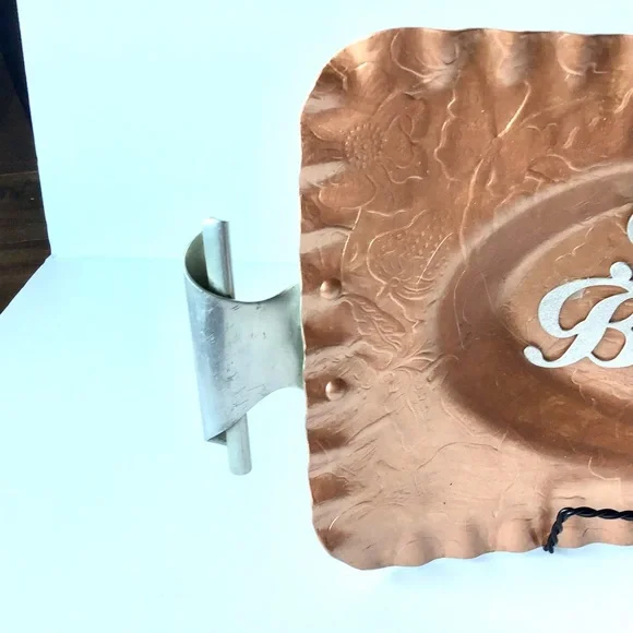 Vintage Aluminum Repurposed Rose Gold Happy Birthday Gift or Party Tray - Picture 5 of 6